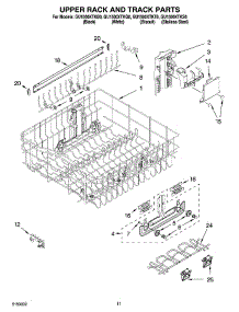 09 - Upper Rack And Track Parts parts for Whirlpool Dishwasher GU1500XTKB0 from AppliancePartsPros.com