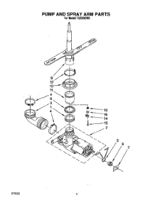 05 - Pump And Spray Arm parts for Whirlpool Dishwasher TUD2000W6 from AppliancePartsPros.com