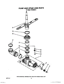 06 - Pump And Spray Arm parts for Whirlpool Dishwasher TUD2000W1 from AppliancePartsPros.com