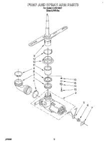 04 - Pump And Spray Arm parts for Whirlpool Dishwasher LUD2100X7 from AppliancePartsPros.com