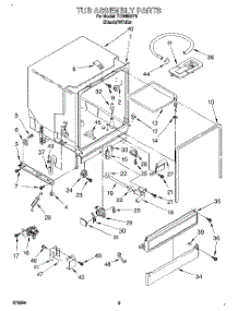 03 - Tub Assembly, Lit / Optional parts for Whirlpool Dishwasher TUD3000Y5 from AppliancePartsPros.com
