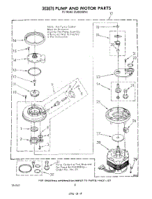 06 - 303876 Pump And Motor parts for Whirlpool Dishwasher DU6000XR0 from AppliancePartsPros.com