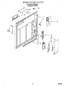 02 - Inner Door parts for Whirlpool Dishwasher DU8450XB1 from AppliancePartsPros.com