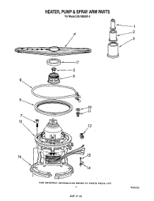 06 - Heater, Pump And Spray Arm parts for Whirlpool Dishwasher DU1800XP2 from AppliancePartsPros.com