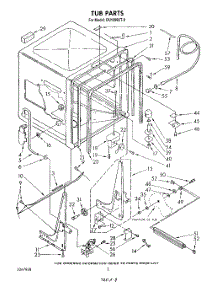 02 - Tub , Literature And Optional parts for Whirlpool Dishwasher DU1099XT0 from AppliancePartsPros.com