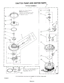 06 - 3367725 Pump And Motor parts for Whirlpool Dishwasher DU8000XR2 from AppliancePartsPros.com