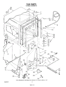 02 - Tub , Lit / Optional parts for Whirlpool Dishwasher DU8350XT0 from AppliancePartsPros.com