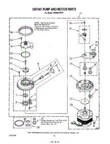 07 - 3367441 Pump And Motor parts for Whirlpool Dishwasher DP6000XRP2 from AppliancePartsPros.com