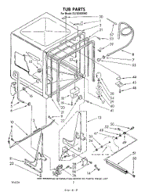 02 - Tub , Literature And Optional parts for Whirlpool Dishwasher DU1098XRW0 from AppliancePartsPros.com