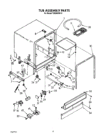 03 - Tub Assembly parts for Whirlpool Dishwasher TUD2000W0 from AppliancePartsPros.com