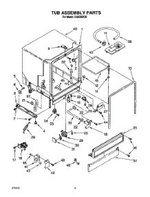 03 - Tub Assembly, Lit / Optional parts for Whirlpool Dishwasher DU8000XX6 from AppliancePartsPros.com
