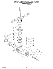 04 - Pump And Spray Arm parts for Whirlpool Dishwasher DU8150XX4 from AppliancePartsPros.com