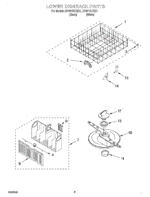 06 - Lower Dishrack parts for Whirlpool Dishwasher DU931SCGQ1 from AppliancePartsPros.com