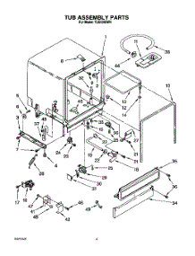 04 - Tub Assembly, Lit / Optional parts for Whirlpool Dishwasher TUD2000W4 from AppliancePartsPros.com