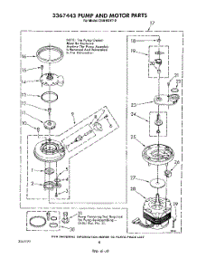 06 - 3367443 Pump And Motor parts for Whirlpool Dishwasher DU9100XT0 from AppliancePartsPros.com