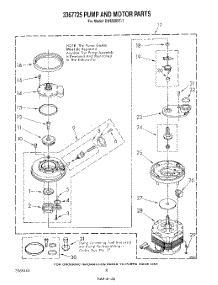 06 - 3367725 Pump And Motor parts for Whirlpool Dishwasher DU8500XT1 from AppliancePartsPros.com