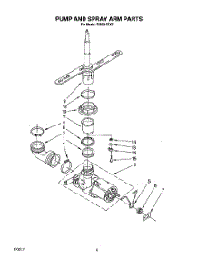 05 - Pump And Spray Arm parts for Whirlpool Dishwasher DU8016XX5 from AppliancePartsPros.com