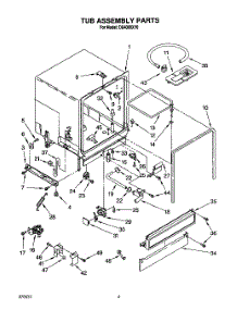 03 - Tub Assembly, Lit / Optional parts for Whirlpool Dishwasher DU4000XY0 from AppliancePartsPros.com