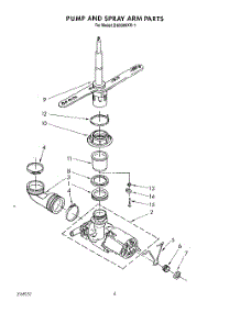 04 - Pump And Spray Arm parts for Whirlpool Dishwasher DU5000XW1 from AppliancePartsPros.com