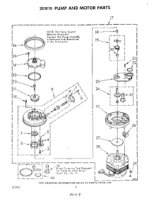 06 - 303876 Pump And Motor parts for Whirlpool Dishwasher DU5504XM0 from AppliancePartsPros.com