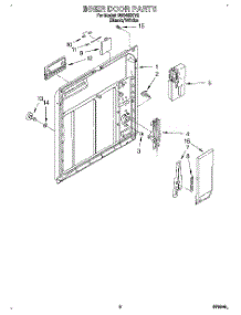 02 - Inner Door parts for Whirlpool Dishwasher DU9450XY2 from AppliancePartsPros.com