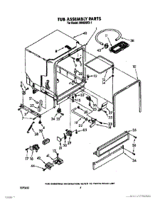 04 - Tub Assembly, Lit / Optional parts for Whirlpool Dishwasher DU8000XX1 from AppliancePartsPros.com