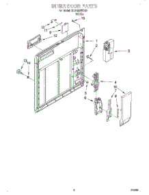 02 - Inner Door parts for Whirlpool Dishwasher DU915QWDQ0 from AppliancePartsPros.com