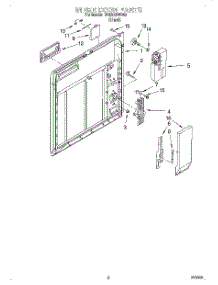 02 - Inner Door parts for Whirlpool Dishwasher DP920QWDB4 from AppliancePartsPros.com