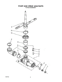 04 - Pump And Spray Arm parts for Whirlpool Dishwasher DU5016XW0 from AppliancePartsPros.com