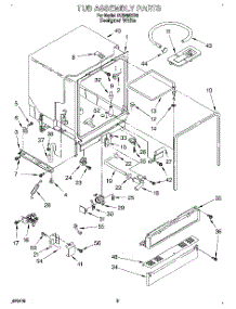 03 - Tub Assembly, Lit\Optional parts for Whirlpool Dishwasher DU8450XB0 from AppliancePartsPros.com