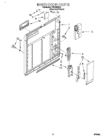 02 - Inner Door parts for Whirlpool Dishwasher TUD3000Y3 from AppliancePartsPros.com