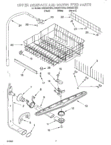 05 - Upper Dishrack And Water Feed parts for Whirlpool Dishwasher GU980SCGB0 from AppliancePartsPros.com