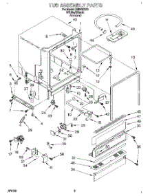 03 - Tub Assembly, Lit / Optional parts for Whirlpool Dishwasher DU8400XB0 from AppliancePartsPros.com