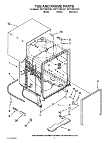05 - Tub And Frame Parts parts for Whirlpool Dishwasher WDT710PAYB1 from AppliancePartsPros.com