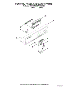 02 - Control Panel And Latch Parts parts for Whirlpool Dishwasher DP1040XTXQ6 from AppliancePartsPros.com