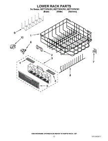 10 - Lower Rack Parts parts for Whirlpool Dishwasher WDT770PAYW1 from AppliancePartsPros.com