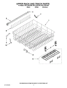 09 - Upper Rack And Track Parts parts for Whirlpool Dishwasher WDT770PAYW0 from AppliancePartsPros.com