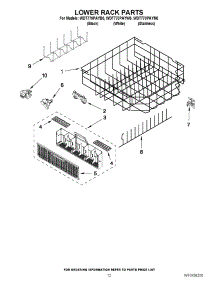 10 - Lower Rack Parts parts for Whirlpool Dishwasher WDT770PAYB0 from AppliancePartsPros.com