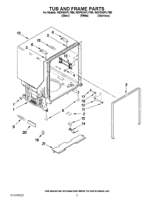05 - Tub And Frame Parts parts for Whirlpool Dishwasher WDF530PLYW0 from AppliancePartsPros.com