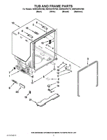 05 - Tub And Frame Parts parts for Whirlpool Dishwasher WDF530PAYB0 from AppliancePartsPros.com