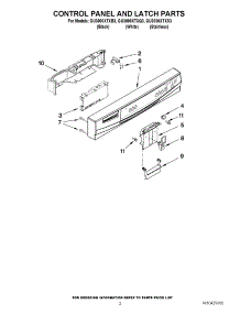 02 - Control Panel And Latch Parts parts for Whirlpool Dishwasher GU3000XTXQ3 from AppliancePartsPros.com