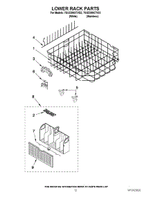 10 - Lower Rack Parts parts for Whirlpool Dishwasher 7GU2300XTVQ3 from AppliancePartsPros.com