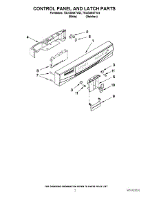 02 - Control Panel And Latch Parts parts for Whirlpool Dishwasher 7GU2300XTVS3 from AppliancePartsPros.com