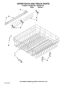 09 - Upper Rack And Track Parts parts for Whirlpool Dishwasher 7GU2300XTVS3 from AppliancePartsPros.com