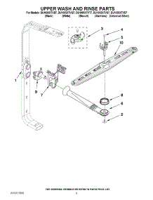 07 - Upper Wash And Rinse Parts parts for Whirlpool Dishwasher DU1055XTVB7 from AppliancePartsPros.com