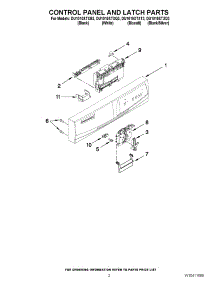 02 - Control Panel And Latch Parts parts for Whirlpool Dishwasher DU1010XTXB3 from AppliancePartsPros.com