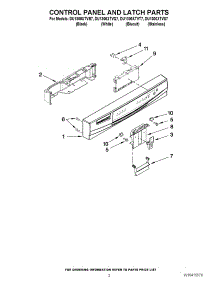02 - Control Panel And Latch Parts parts for Whirlpool Dishwasher DU1300XTVT7 from AppliancePartsPros.com