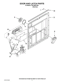 03 - Door And Latch Parts parts for Whirlpool Dishwasher 7DU1100XTSS4 from AppliancePartsPros.com