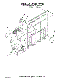 03 - Door And Latch Parts parts for Whirlpool Dishwasher 7GU2300XTVQ2 from AppliancePartsPros.com