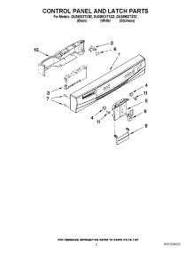 02 - Control Panel And Latch Parts parts for Whirlpool Dishwasher GU3000XTXS2 from AppliancePartsPros.com